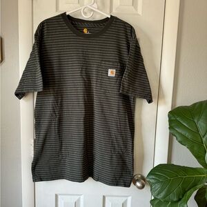 Carhartt Original Fit Gray Striped Short Sleeve Pocket T Shirt Men’s Medium